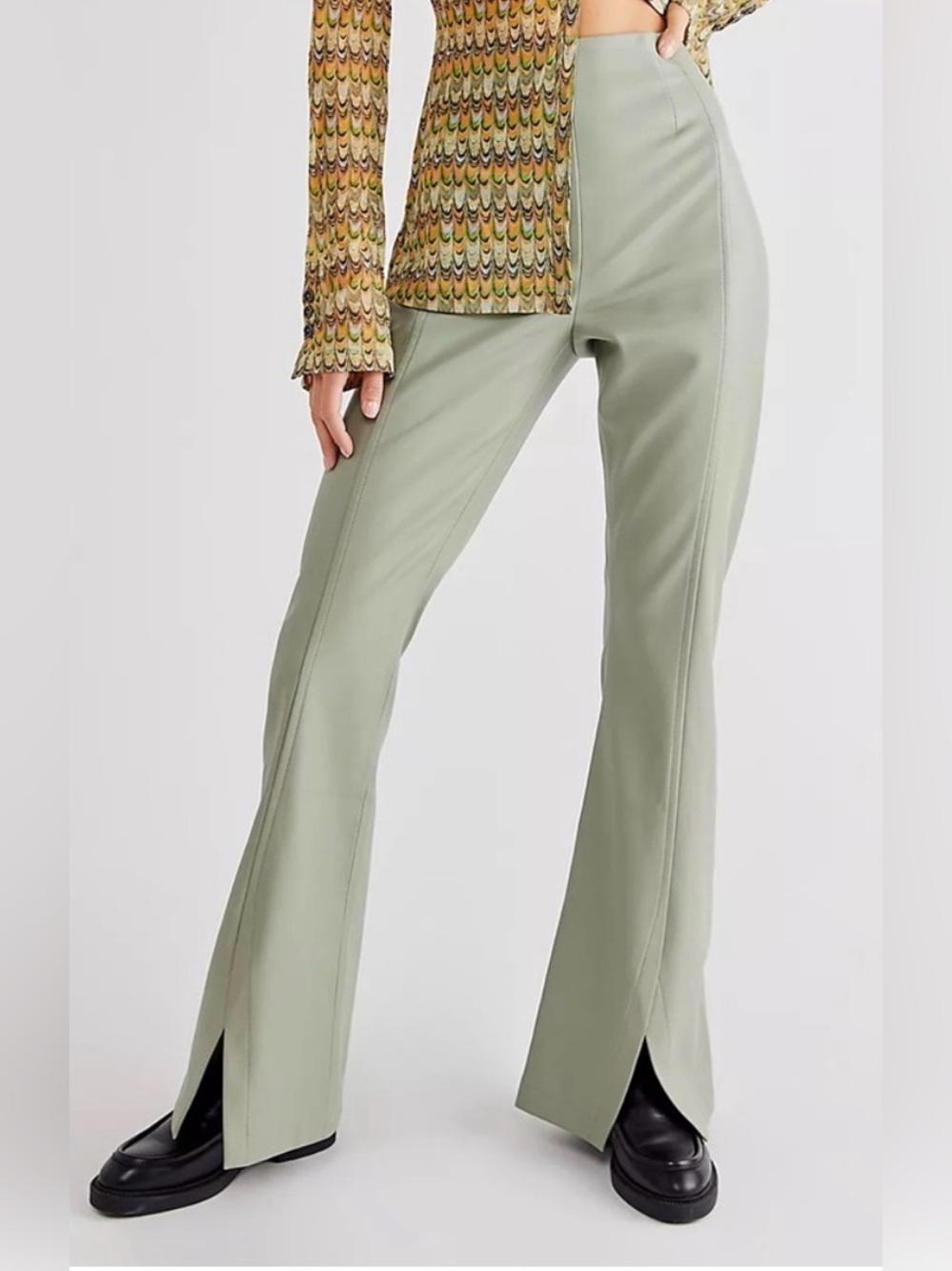We the Free Real Deal front slit vegan leather pants, size 26